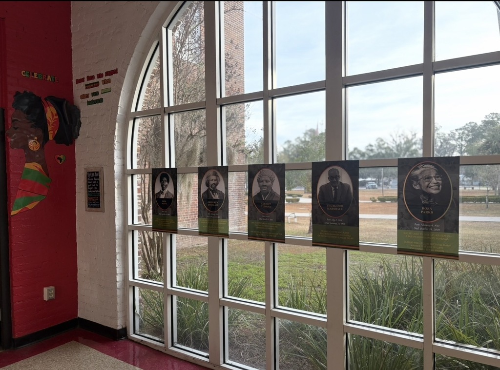Black History Month decor displayed in hall.