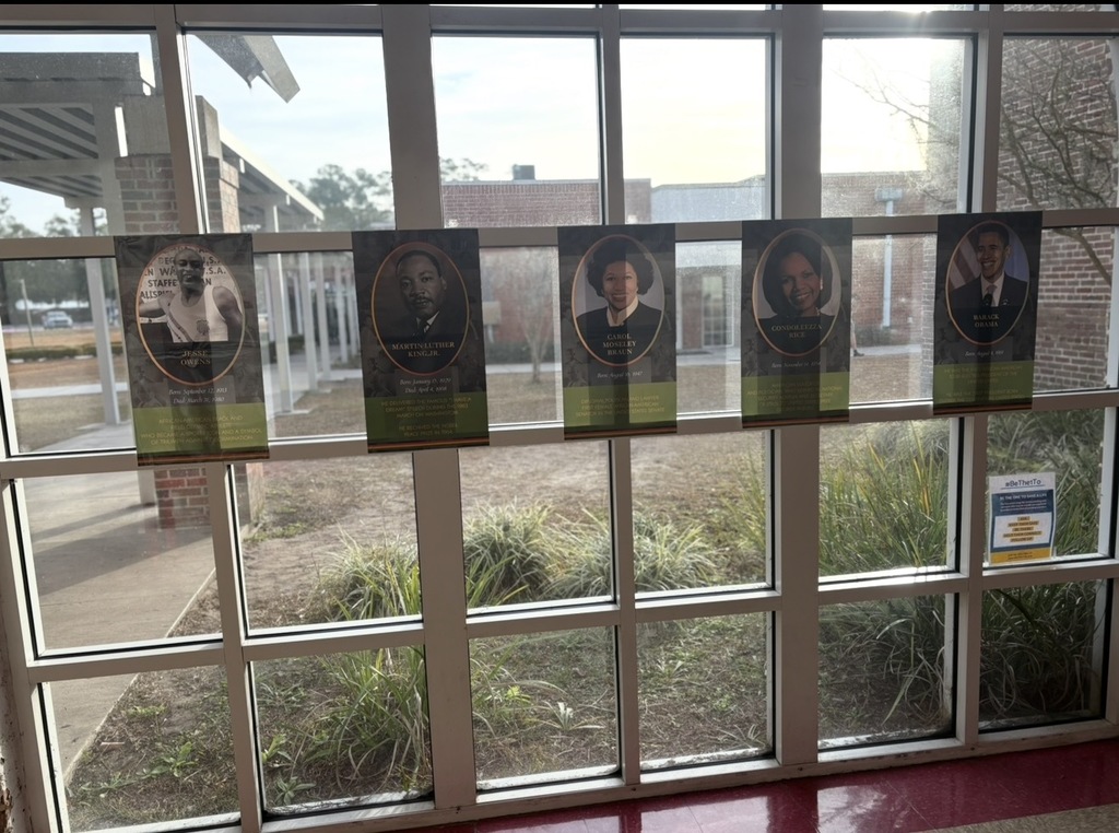 Black History Month decor displayed in hall.