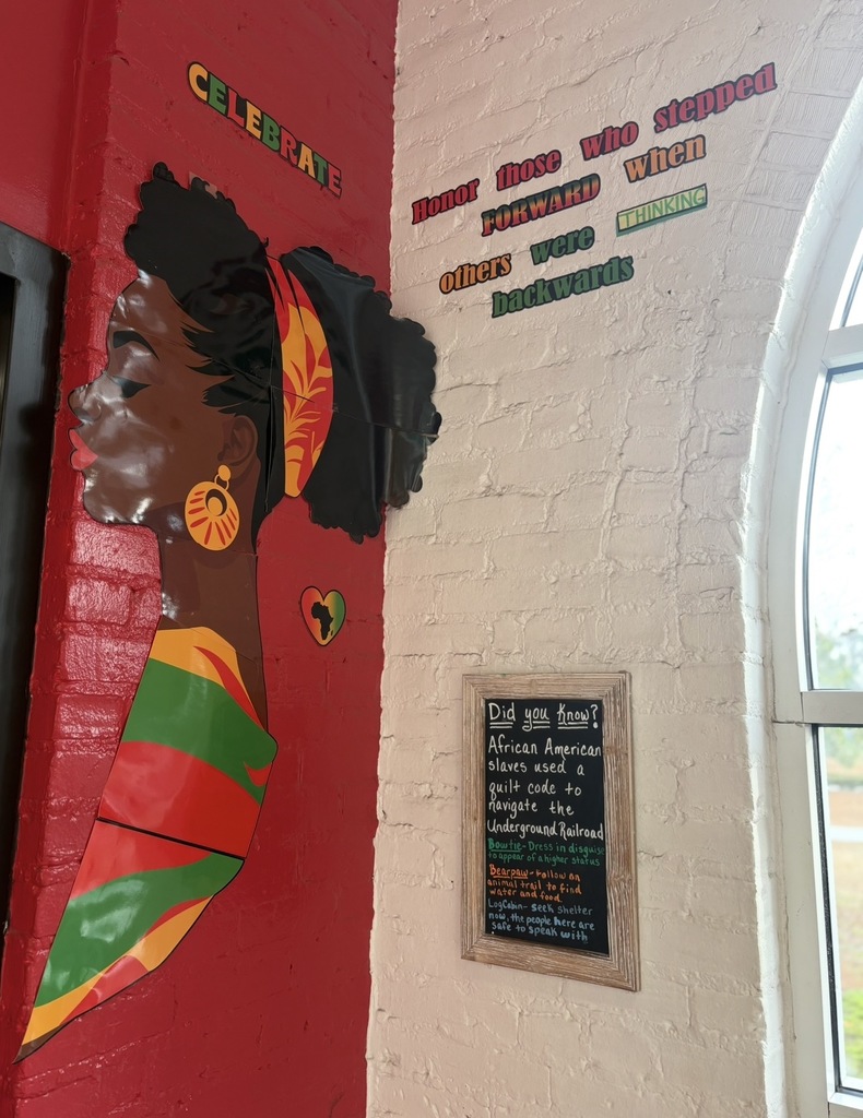 Black History Month decor displayed in hall.