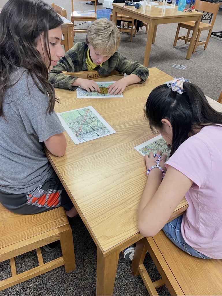 Students working on aviation map.