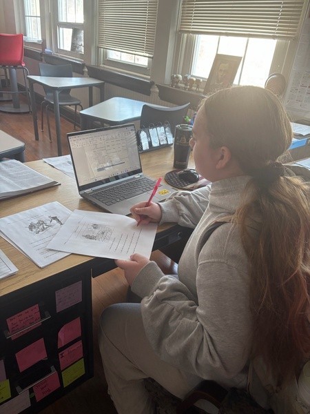 Student working with Career Shadow Employee