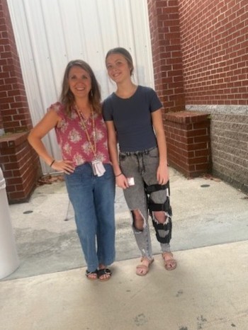 Student working with Career Shadow Employee