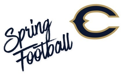 Graphic that shows the CMS logo and says, "Spring Football"