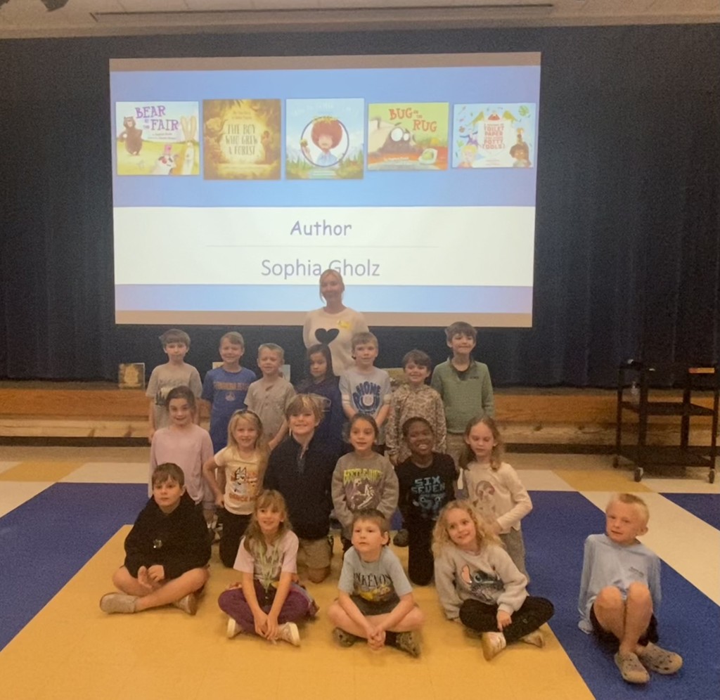 Author Sophia Gholz presenting to Southside Elementary School students as part of the Amelia Island Book Festival's Authors In Schools Program