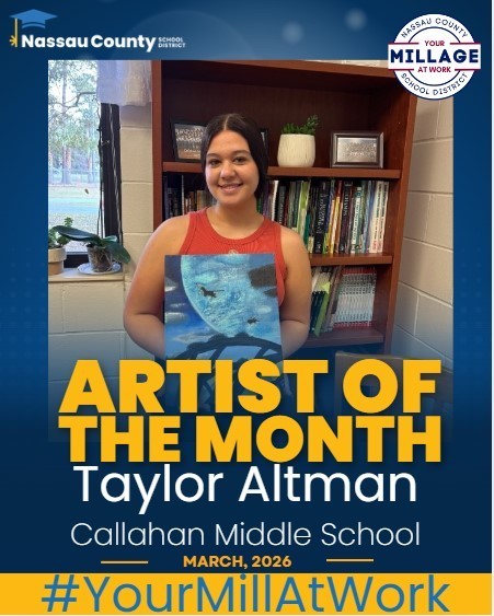 Graphic showing the CMS Artist of the Month- Taylor Altman
