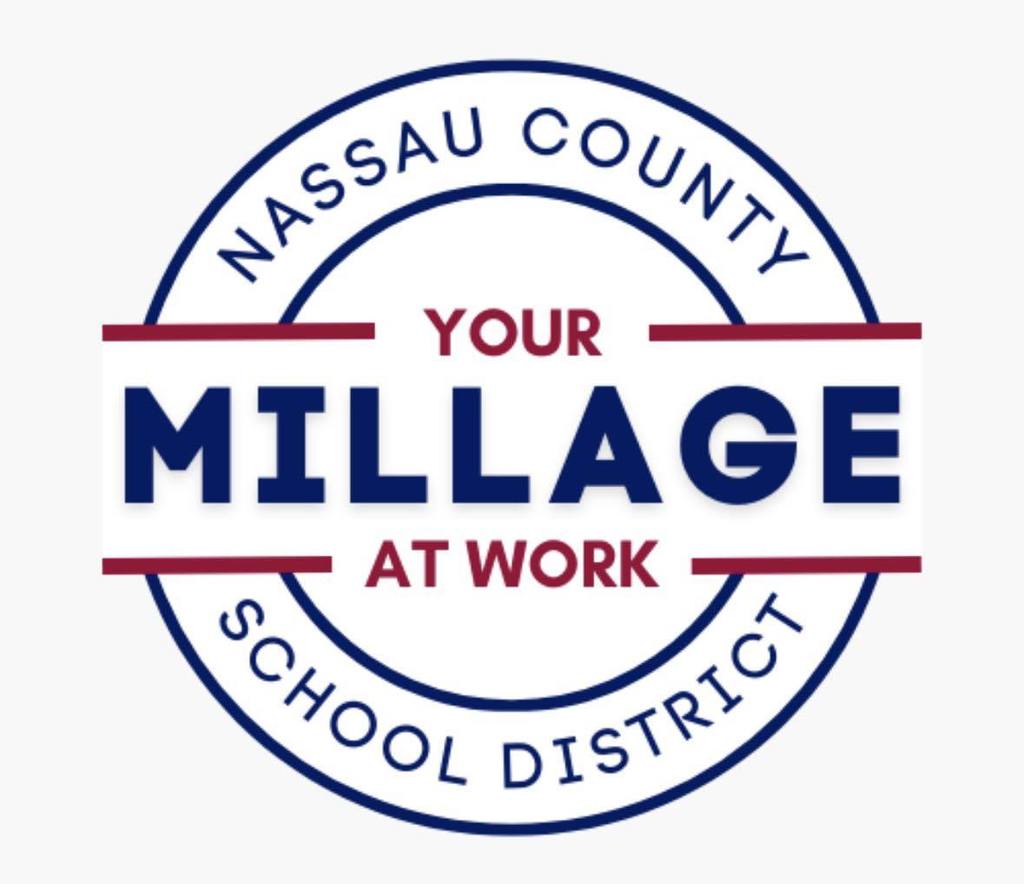 Nassau County School District Your Millage at Work Graphic blue and red and white