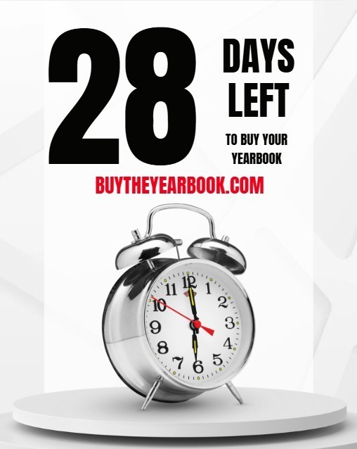Clock and a countdown of 28 days left. Yearbooks are available at buytheyearbook.com