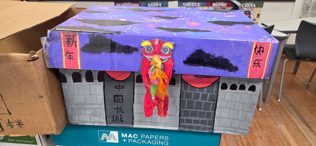 Painted box done by students.