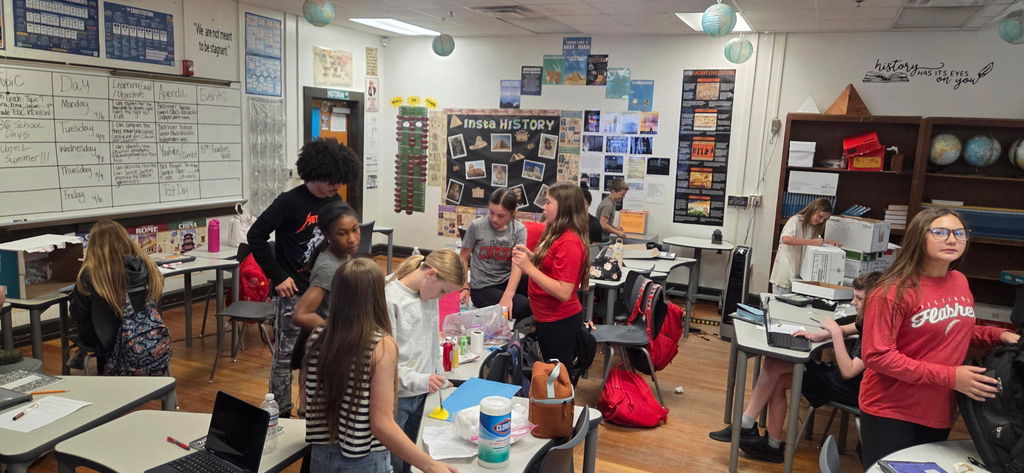 Classroom actively working on project.