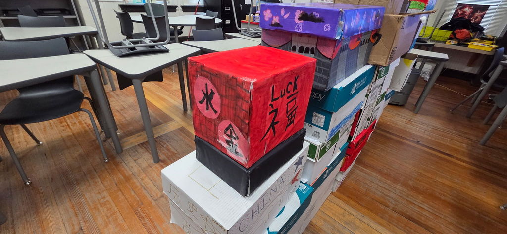 Painted box done by students.