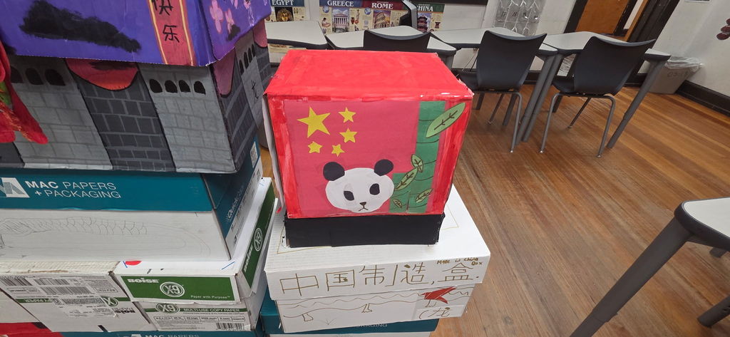 Painted box done by students.