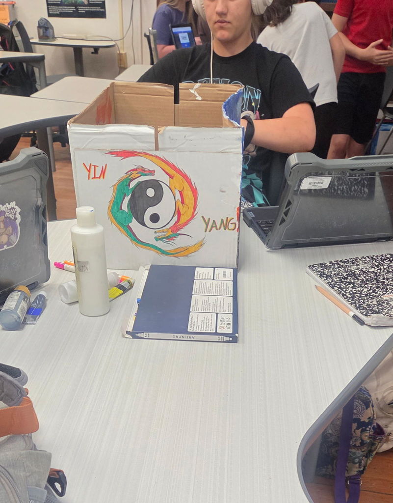 Painted box done by students.