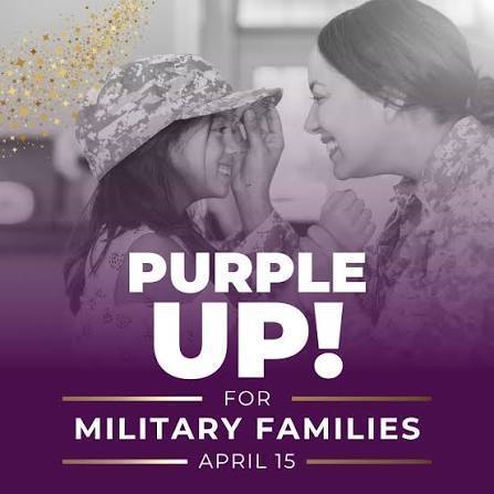 Flyer to wear purple on April 15th for military families