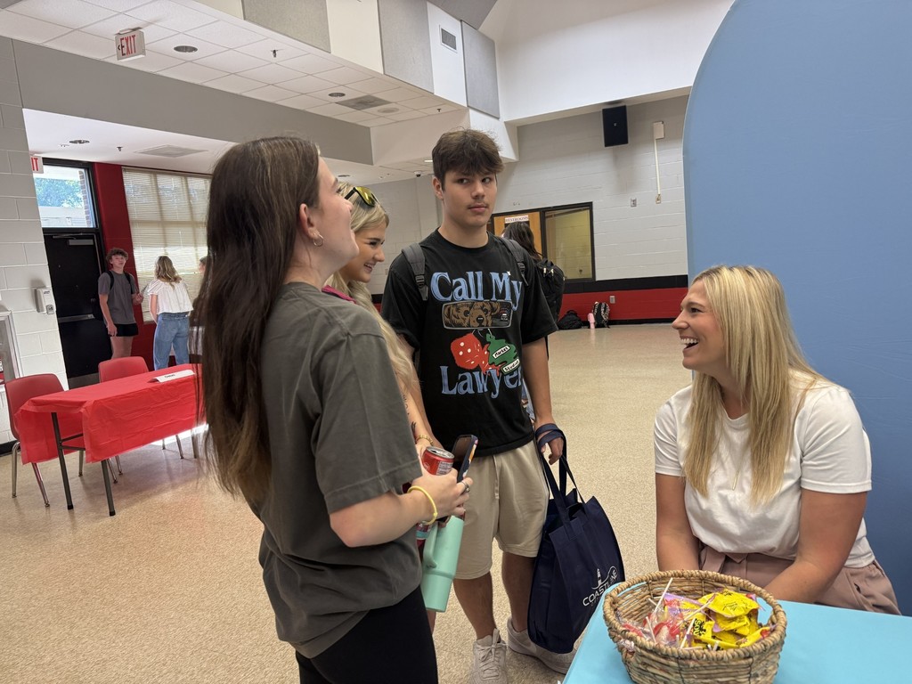 Students meeting with employers at HMSHS Career Fair.
