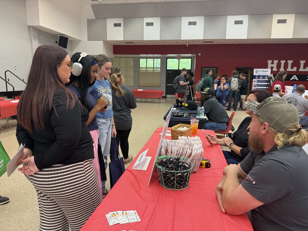 Students meeting with employers at HMSHS Career Fair.