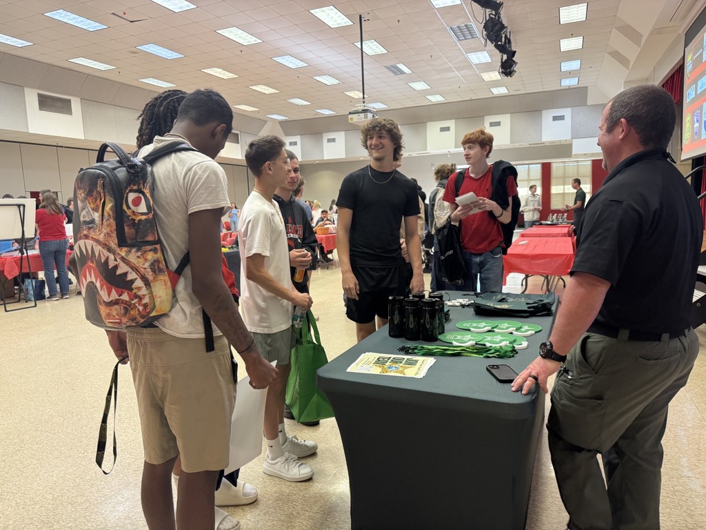 Students meeting with employers at HMSHS Career Fair.