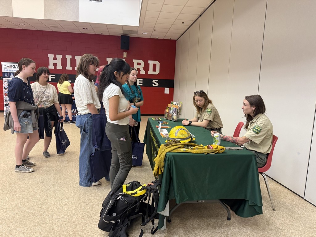 Students meeting with employers at HMSHS Career Fair.