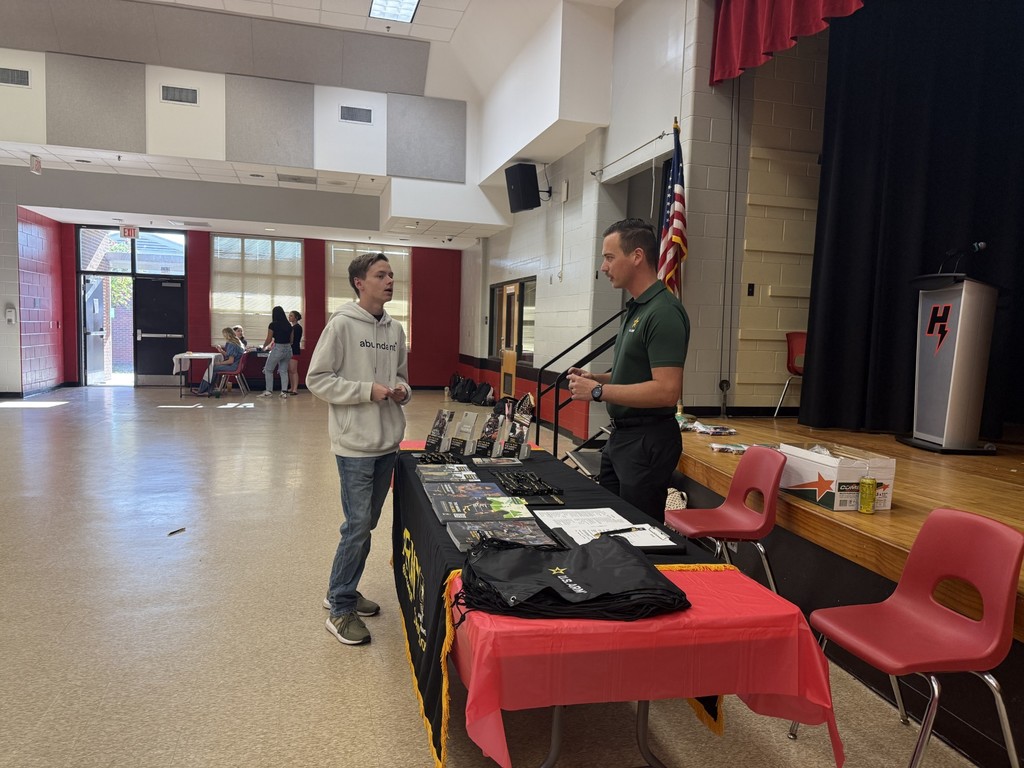 Students meeting with employers at HMSHS Career Fair.