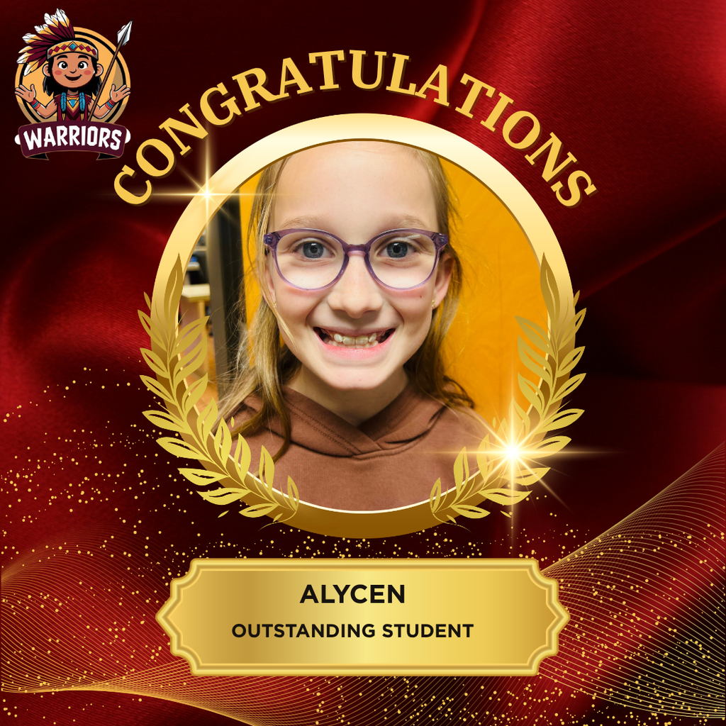 Picture of a female student, Alycen being honored as an outstanding student. 