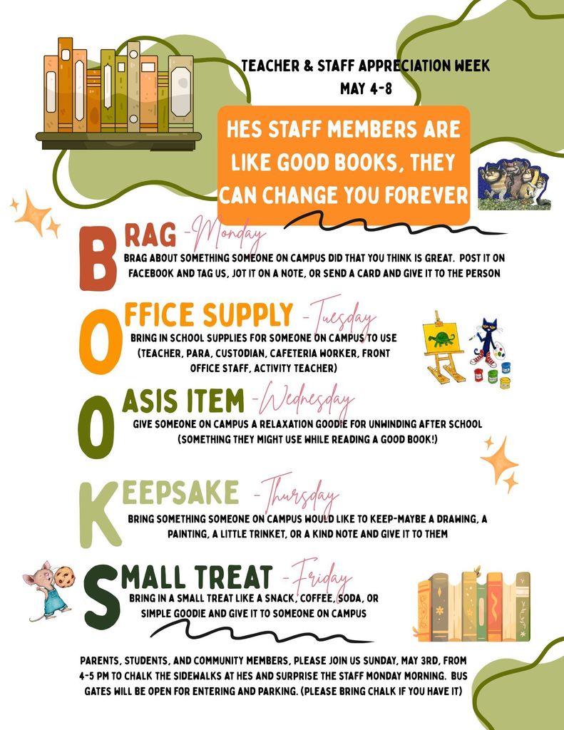 Flyer for Staff Appreciation May 4th-8th celebration days!