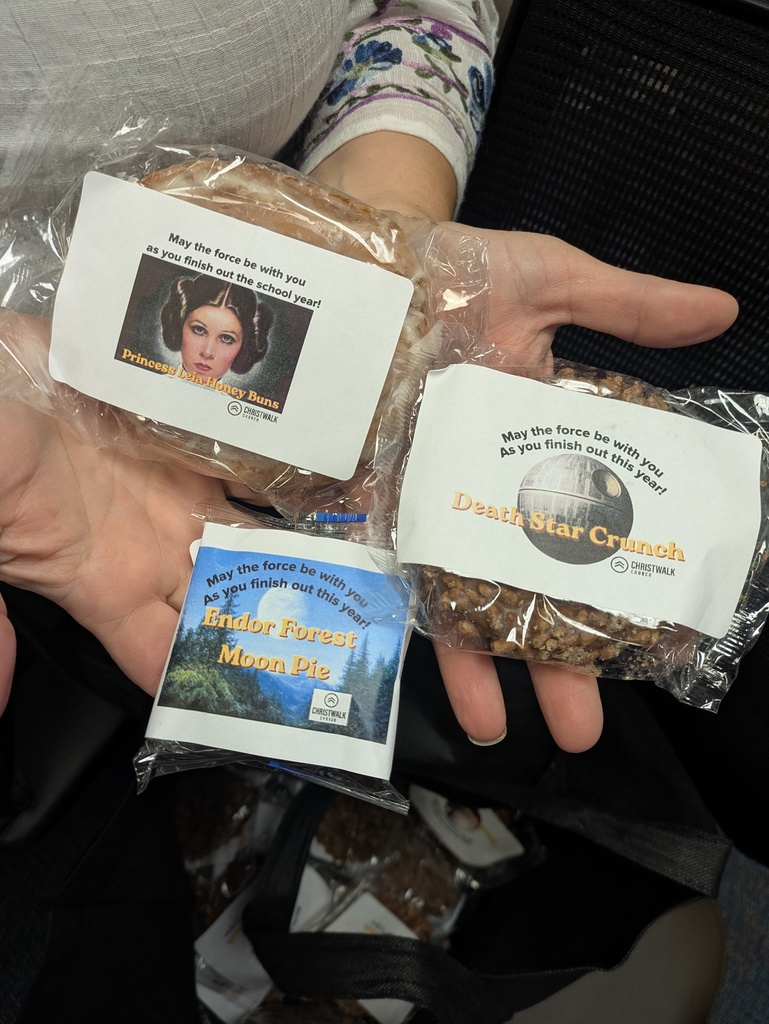 picture of the three sweet treats provided by Christ Walk including endor Forrest moon pies, Dark Star Crunch cookie and Princess Leia cinnamon bun.