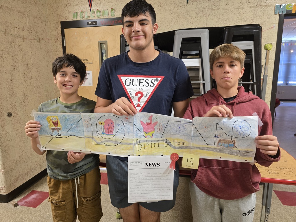 Students posing with roller coaster design.