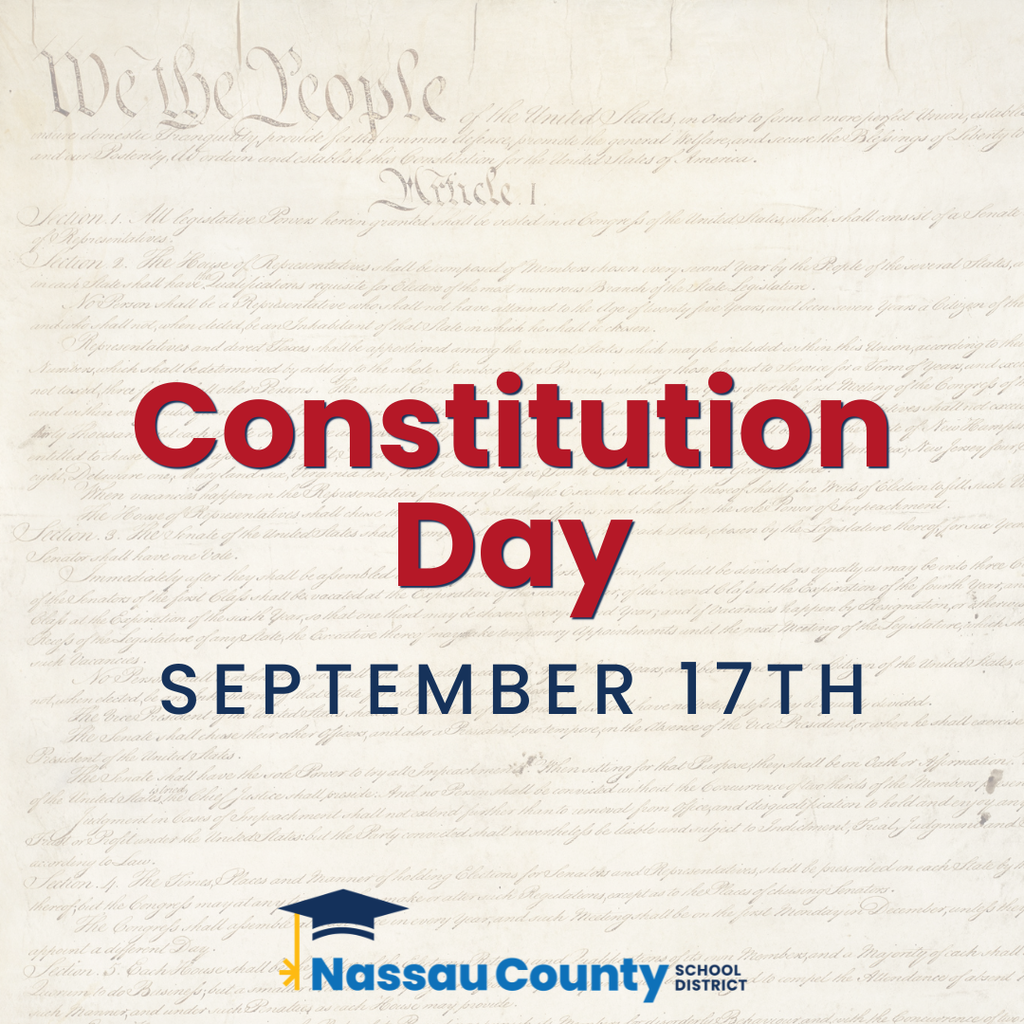 Graphic featuring the United States Constitution with the text "Constitution Day, September 17."