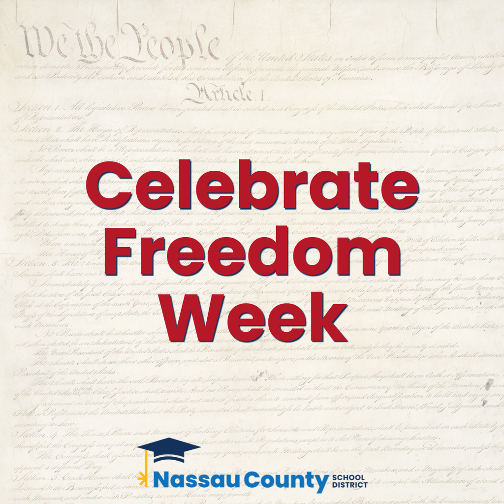 Graphic featuring the United States Constitution with the text "Celebrate Freedom Week."