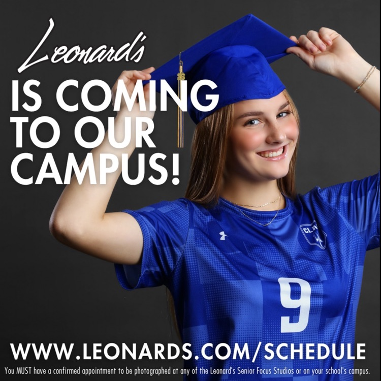 Leonard's is coming to our campus! www.leonards.com/scheulde Senior with jersey and a grad cap