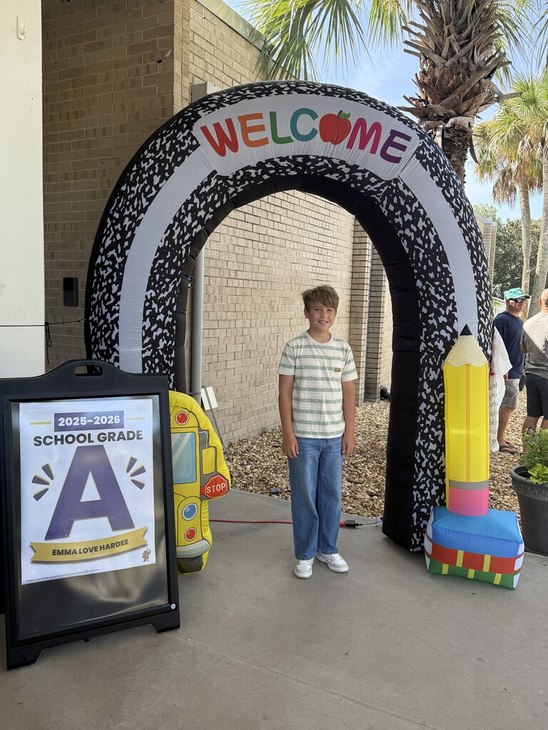 Boy posing for photo for meet and greet the teacher at E.L.H.