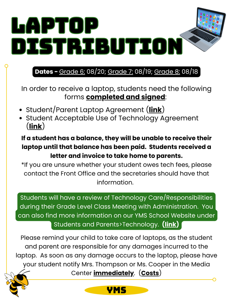 flyer describing laptop distribution procedure