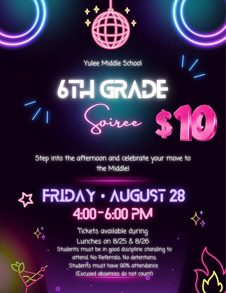 6th grade Soiree Dance ticket sale flyer