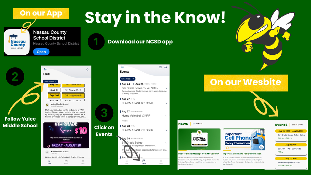 Photo showing the steps to download school app or check calendar for events