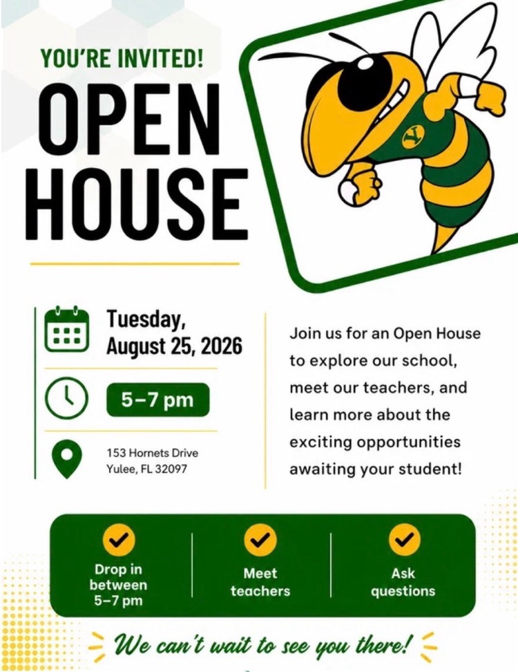 image showing a Hornet with information about Open House. the time is 5:00-7:00pm. it is a drop in style. you can meet your child’s teachers and ask questions  