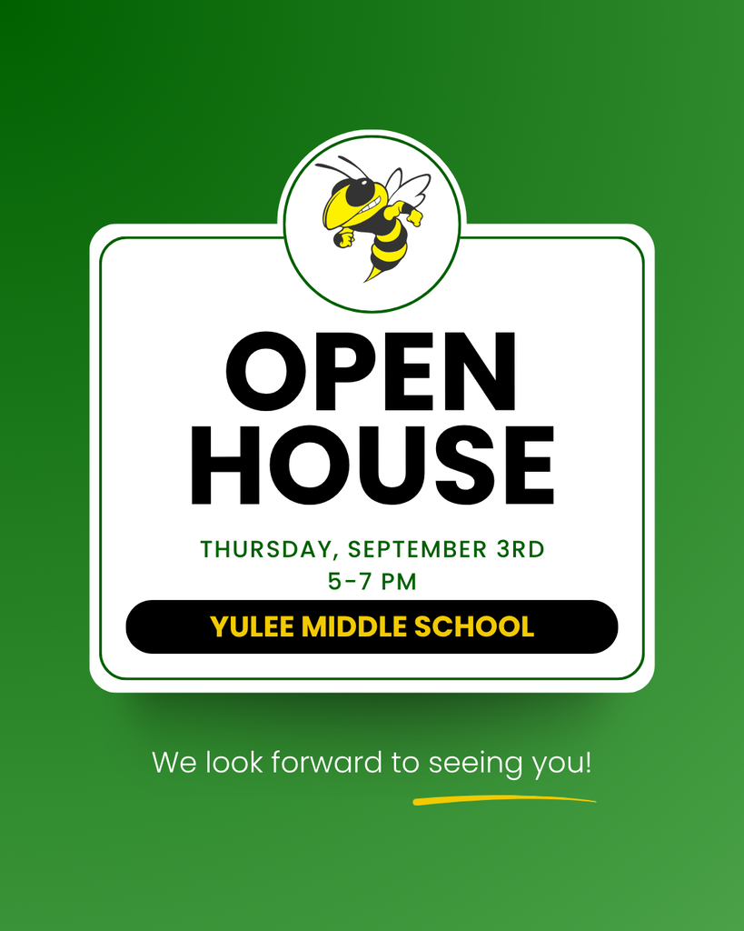 Open House graphic. Green background. Thursday September 3rd from 5-7