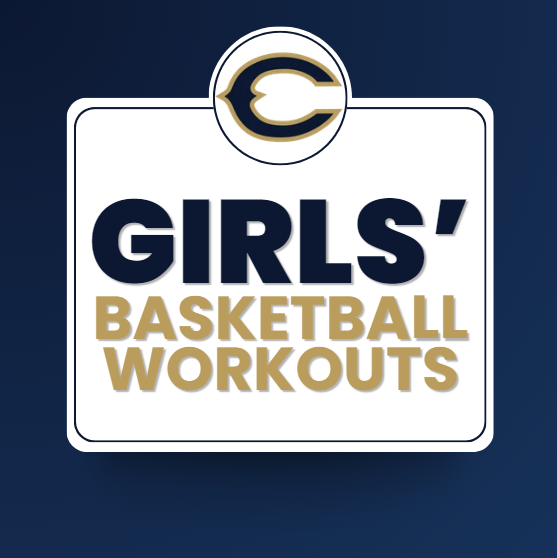 Graphic that states "Girls' basketball workouts."