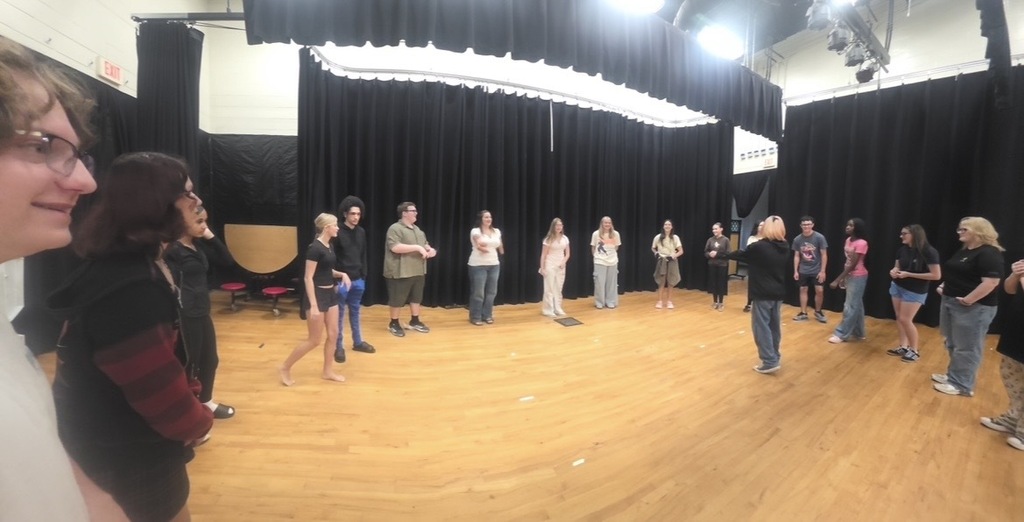 YHS Theatre students on stage, practicing