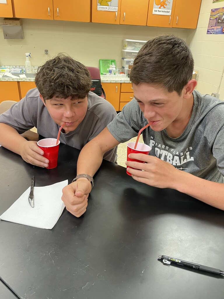 Mrs. Russell’s 8th grade science students are learning how matter exists in three forms—solids, liquids, and gases—and how each state differs in shape and volume.