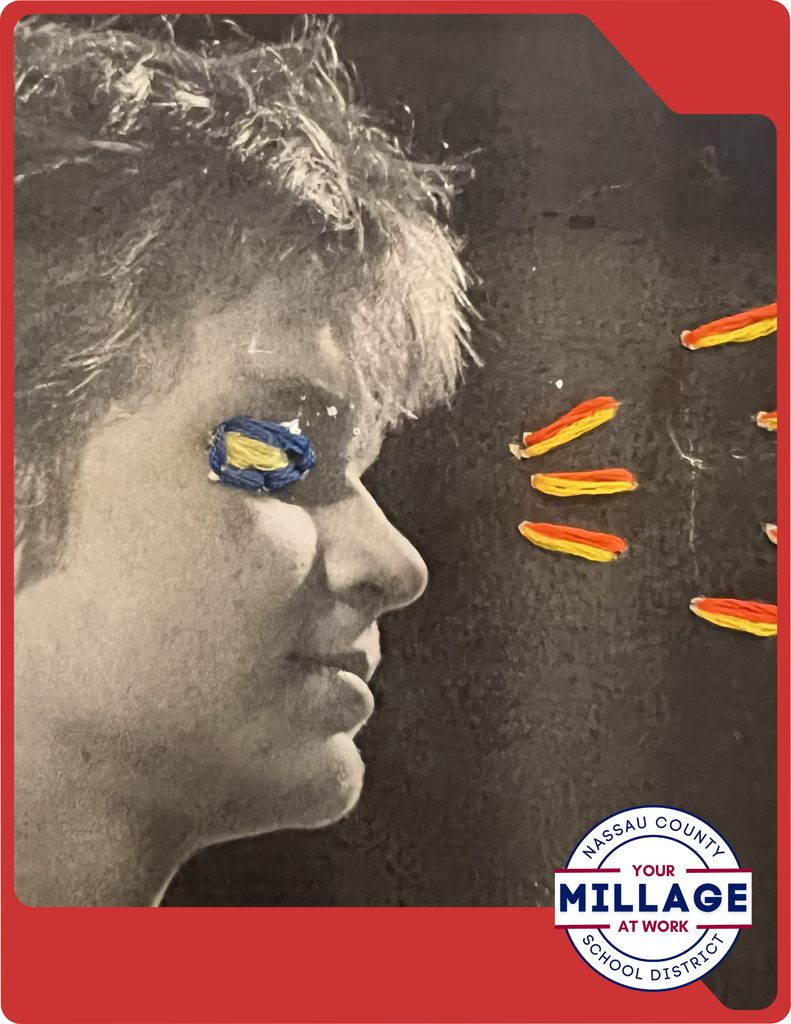 Students transformed favorite photographs of themselves into unique mixed-media artwork by embroidering directly onto their printed images.