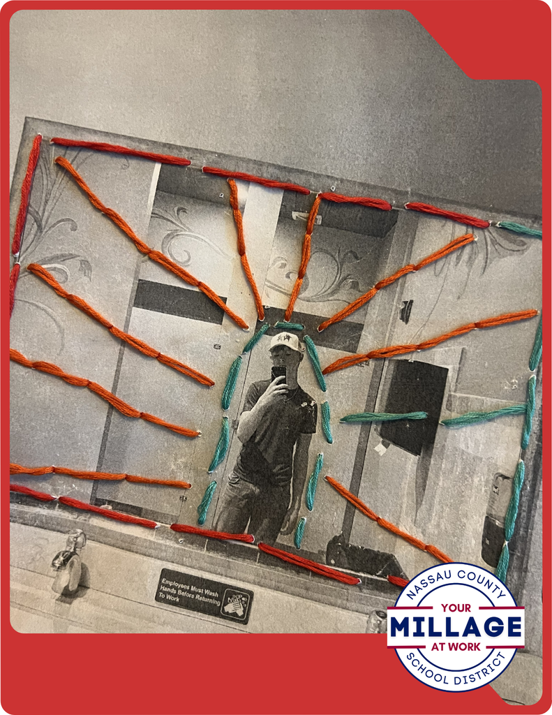 Students transformed favorite photographs of themselves into unique mixed-media artwork by embroidering directly onto their printed images.