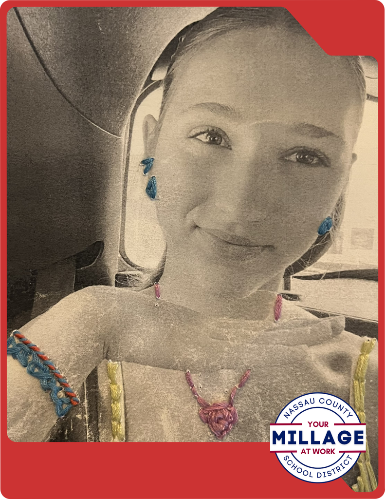 Students transformed favorite photographs of themselves into unique mixed-media artwork by embroidering directly onto their printed images.