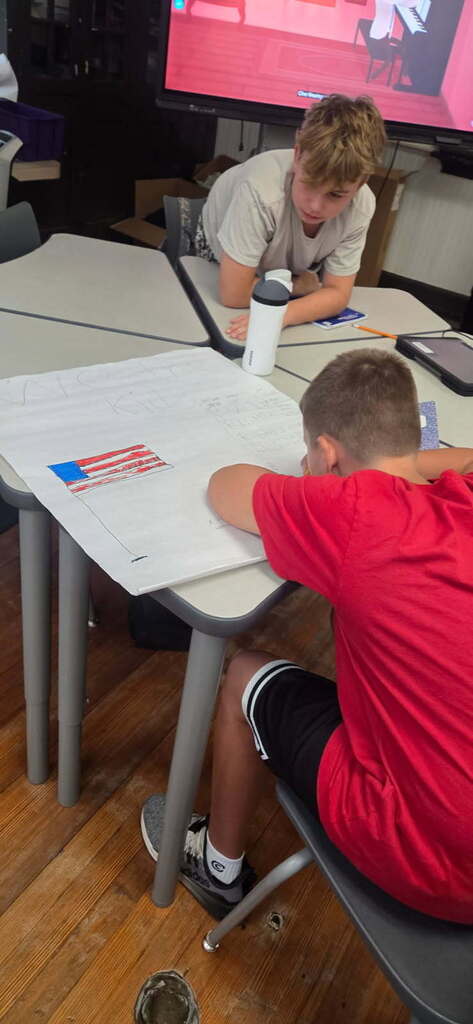Students creating posters in Mr. West class.