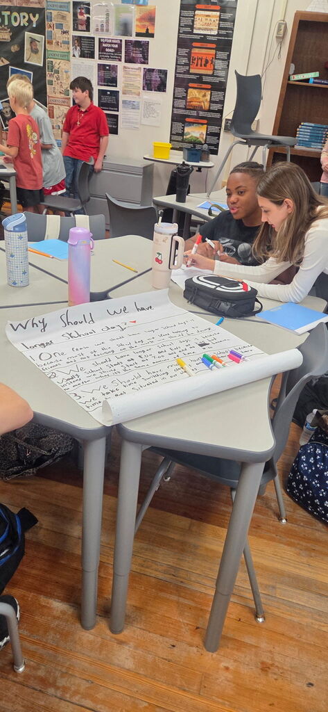 Students creating posters in Mr. West class.