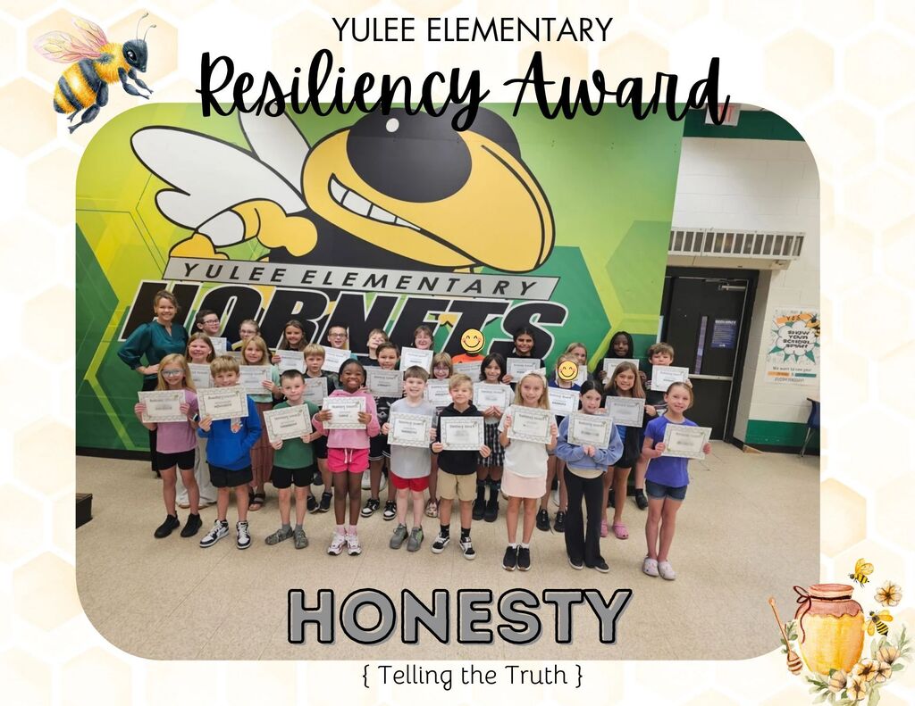 Yulee Elementary School Resiliency students of the month September- honesty- telling the truth