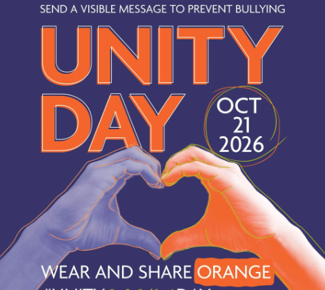 UNity day, 10-21-26, WEar orange to support prevention of bullying.