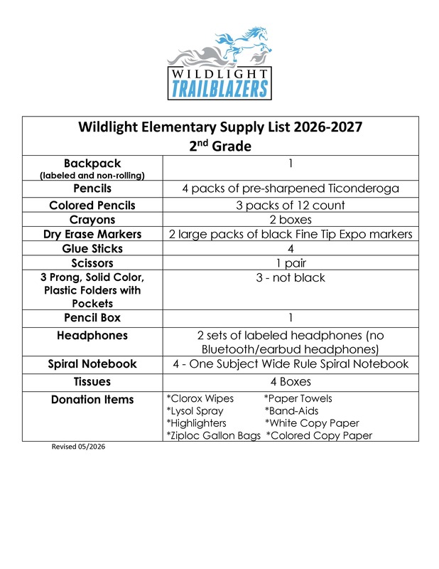 2nd grade supply list