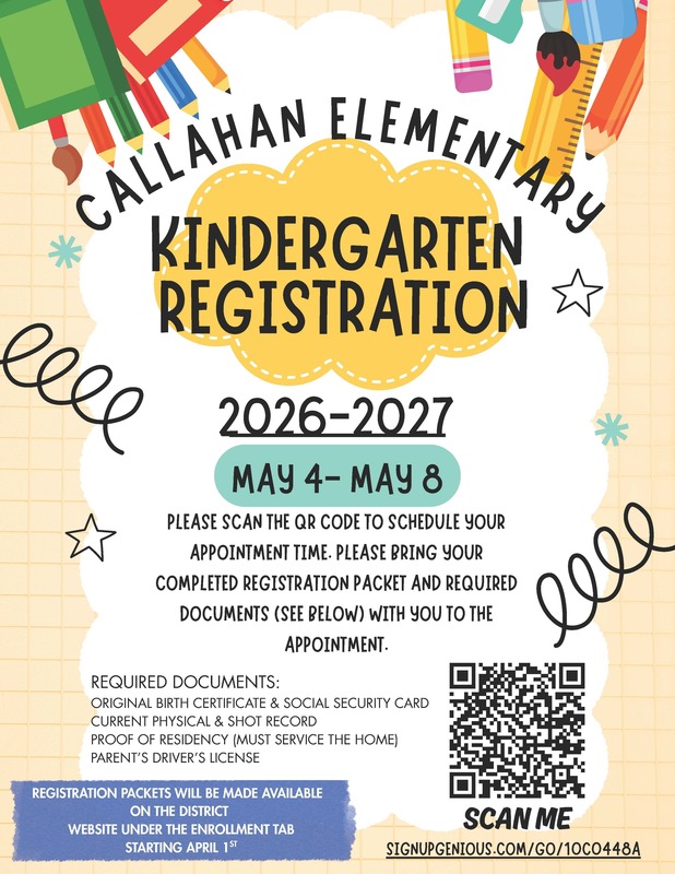 Kindergarten Registration Flyer with QR code for Sign-Up Link