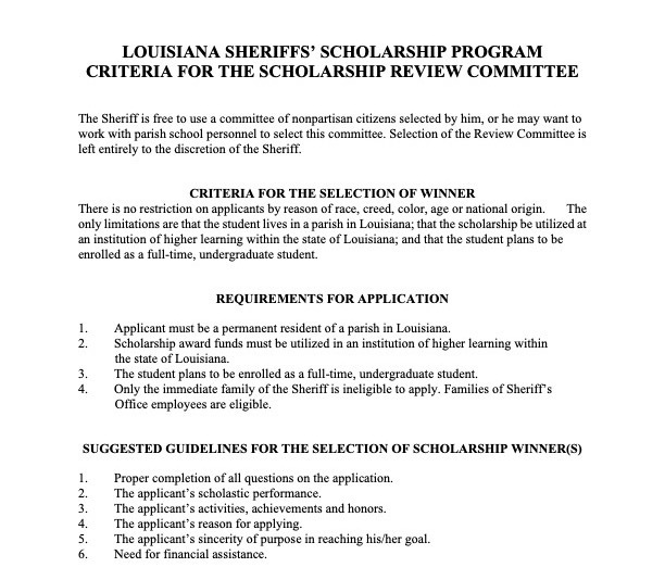 Scholarship Criteria