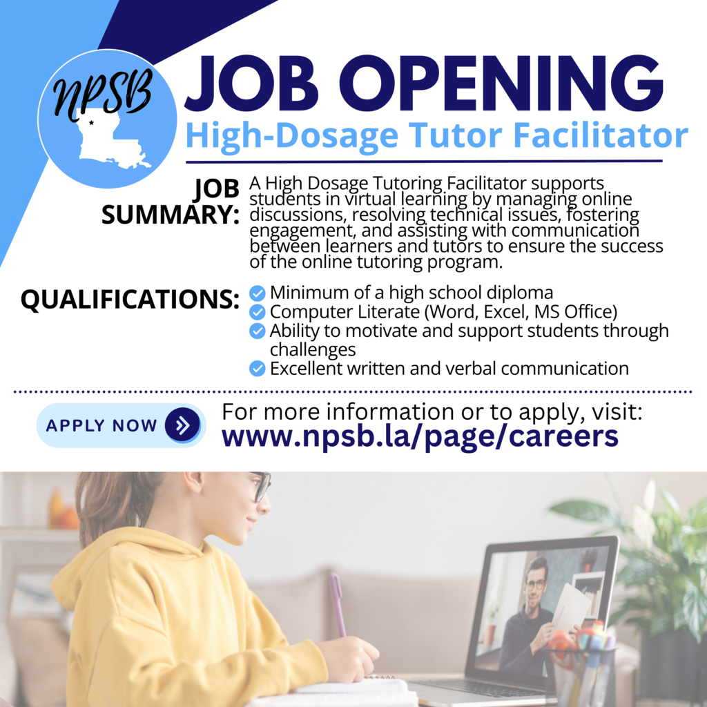 high dosage tutor facilitator position available