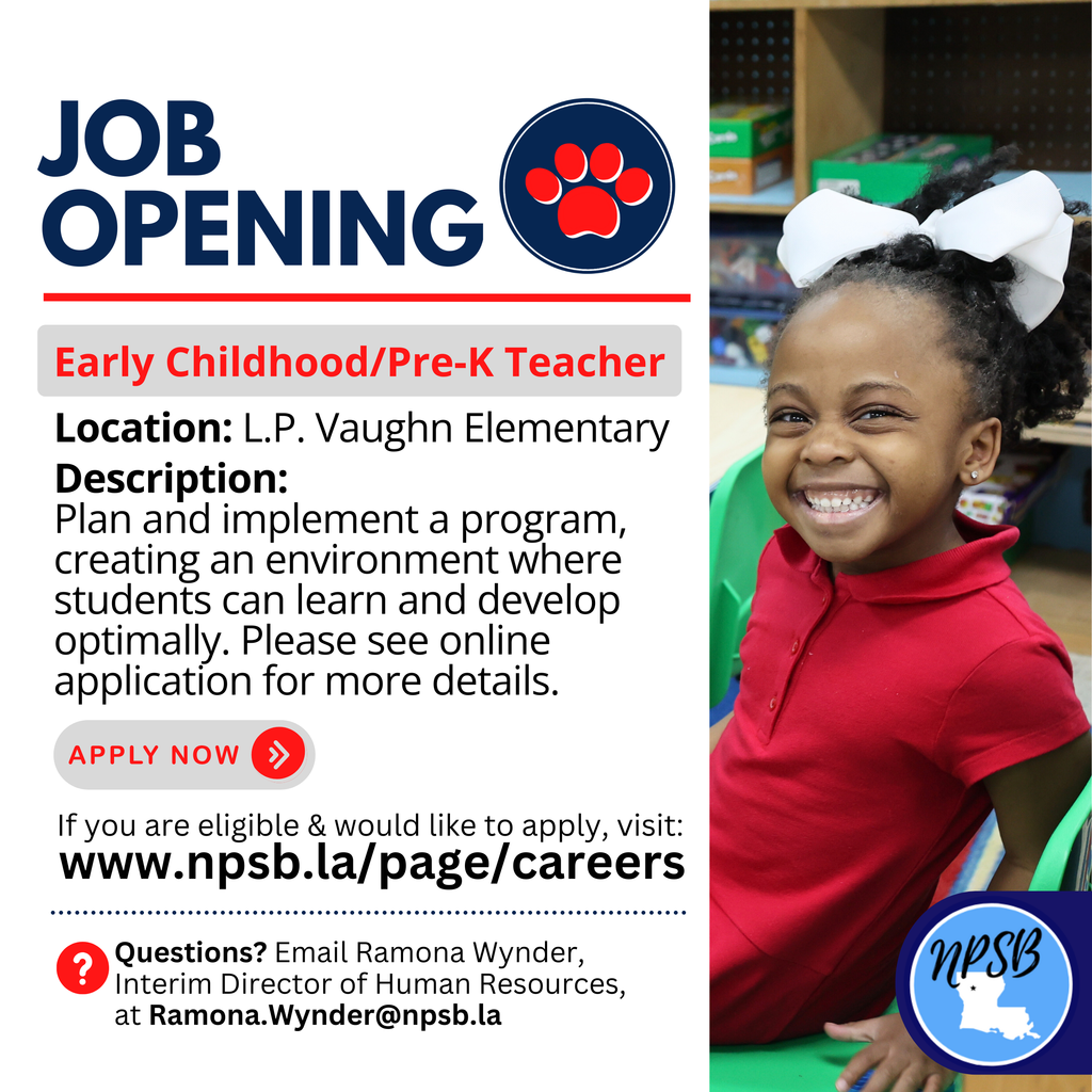 prek teacher at lpvaughn job opening